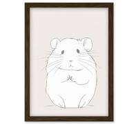 Artery8 Cute Hamster Portrait Simple Illustration Artwork Framed Wall Art Print A4