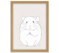 Artery8 Cute Hamster Portrait Simple Illustration Artwork Framed Wall Art Print A4