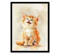 Artery8 Cute Happy Fluffy Ragdoll Kitten Orange Cat Lover Wall Art Print - A4 Size