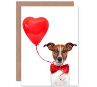 Artery8 Cute Jack Russell Dog Love Balloon Greetings Card in White Artery8 White