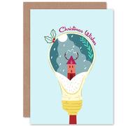 Wee Blue Coo Cute Light Bulb Christmas Card