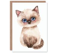 Artery8 Cute Ragdoll Kitten Fluffy Cat Lover Watercolour For Child Kids Birthday Card