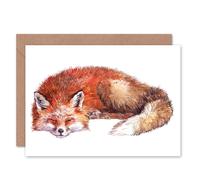 Artery8 Cute Red Fox Sleeping Bright Watercolour Painting Animal Card Artery8 Multicolor