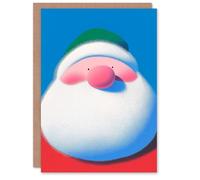 Artery8 Cute Round Santa Claus Vibrant Modern Graphic Blank For Him Or Her Art Christmas Card