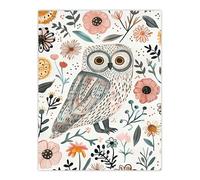 Artery8 Cute Tawny Owl with Flowers Bright Watercolour Kids Bedroom Nursery Large Wall Art Poster Print Thick Paper 18X24 Inch