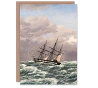 Artery8 CW Eckersberg Corvette Galathea in a North Sea Storm Blank Art Greeting Card