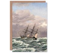 Artery8 CW Eckersberg Corvette Galathea in a North Sea Storm Blank Art Greeting Card