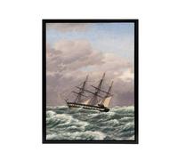 Artery8 CW Eckersberg Corvette Galathea in a North Sea Storm Framed Canvas Art | Size: W24" x H32" Artery8 Multicolor W24" x H32"