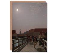 Artery8 CW Eckersberg Langebro Copenhagen in Moonlight Art Greeting Card Artery8 Multicolor