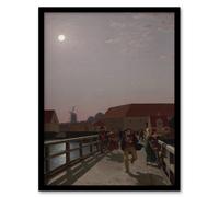 Artery8 CW Eckersberg Langebro Copenhagen in Moonlight Framed Wall Art Print | Size: A4 Artery8 Multicolor A4