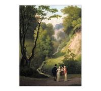 Artery8 CW Eckersberg The Devil's Cleft at Liselund Manor Wall Art Print in Green | Size: W18" x H24" Artery8 Green W18" x H24"