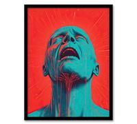 Artery8 Cyan Nightmares By Lionel Davis Duotone Conceptual Pain Bright Bold Artwork Painting Artwork Framed Wall Art Print A4