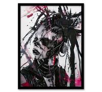 Artery8 Cybergoth Woman Portrait Modern Cyberpunk Living Room Artwork Framed Wall Art Print A4