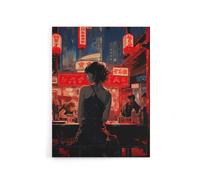 Artery8 Cyberpunk Jazz Bar Neo Noir Anime Canvas Wall Art Print in Red | Size: W18" x H24" Artery8 Red W18" x H24"