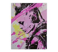 Artery8 Cyberpunk Woman Portrait Hot Pink Modern Living Room Large Wall Art Poster Print Thick Paper 18X24 Inch