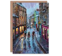 Artery8 Cyclists Tour De Yorkshire Race Modern Painting Birthday Art Card Artery8 Multicolor