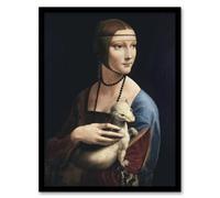 Artery8 Da Vinci Lady with an Ermine La Belle Ferronniere Framed Wall Art Print Home Décor A3