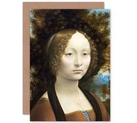 Artery8 Da Vinci Ginevra De Benci Portrait Painting Fine Art Greeting Card Plus Envelope Blank Inside