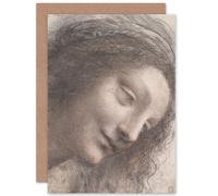 Artery8 Da Vinci Head Virgin Three-Quarter View Facing Right Fine Art Greeting Card Plus Envelope Blank Inside