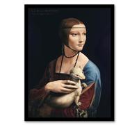 Artery8 Da Vinci Lady with an Ermine La Belle Ferronniere Framed Wall Art Print Home Décor A3