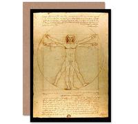Artery8 Da Vinci Vitruvian Man Human Proportions 1490 Fine Art Greeting Card Plus Envelope Blank Inside