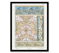 Artery8 Daffodil Art Nouveau Vintage Floral Framed Wall Art Print Verneuil in Green | Size: A4 Artery8 Green A4