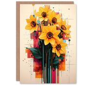 Artery8 Greeting Card Daffodil Bouquet Modern Floral Abstract Painting For Her Woman Birthday Card