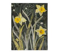 Artery8 Daffodil Green Forest Artwork Dark Spring Floral Wall Art Print in Yellow | Size: W12" x H16" Artery8 Yellow W12" x H16"
