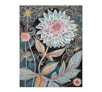 Artery8 Dahlia Flowers Artwork Dark Enchanted Floral Living Room Extra Large XL Wall Art Poster Print