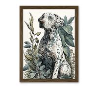 Artery8 Dalmatian Dog in Field Plants Modern Watercolour Illustration Artwork Framed Wall Art Print 18X24 Inch