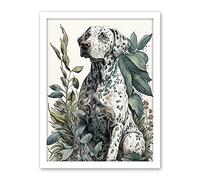 Artery8 Dalmatian Dog in Field Plants Modern Watercolour Illustration Artwork Framed Wall Art Print 18X24 Inch