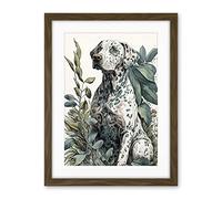 Artery8 Dalmatian Dog in Field Plants Modern Watercolour Illustration Artwork Framed Wall Art Print 18X24 Inch