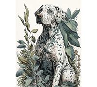 Artery8 Dalmatian Dog in Field Plants Modern Watercolour Illustration Extra Large XL Wall Art Poster Print
