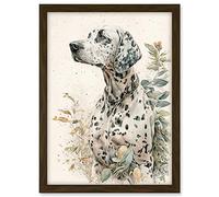 Artery8 Dalmatian Dog in Field Soft Watercolour Pencil Portrait Illustration Artwork Framed A3 Wall Art Print