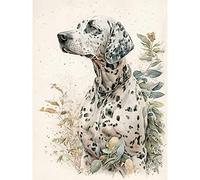 Artery8 Dalmatian Dog in Field Soft Watercolour Pencil Portrait Illustration Large Wall Art Poster Print Thick Paper 18X24 Inch