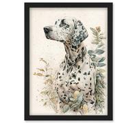 Artery8 Dalmatian Dog In Field Soft Watercolour Pencil Portrait Illustration Wall Art Print - A4 Size