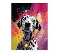 Artery8 Dalmatian Dog Lover Gift Pet Portrait Purple Orange Artwork Painting Extra Large XL Wall Art Poster Print