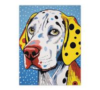 Artery8 Dalmatian Dog Pop Art Painting Yellow Orange Blue Roy Lichtenstein Style Vibrant Pet Portrait Large Wall Art Poster Print Thick Paper 18X24 Inch