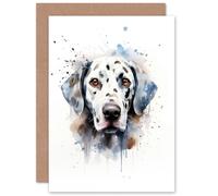 Artery8 Dalmatian Lovers Gift Watercolour Pet Portrait Painting Artwork Sealed Greeting Card Plus Envelope Blank inside