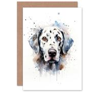 Artery8 Dalmatian Lovers Gift Watercolour Pet Portrait Painting Artwork Sealed Greeting Card Plus Envelope Blank inside