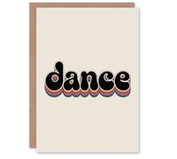 Artery8 Dance Funky Rainbow Retro Font Typography Word Birthday Greeting Card in Beige Artery8 Beige