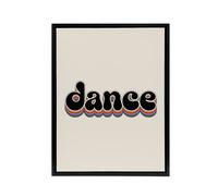 Artery8 Dance Funky Rainbow Retro Font Typography Word Framed Canvas Art Print in Beige | Size: W18" x H24" Artery8 Beige W18" x H24"