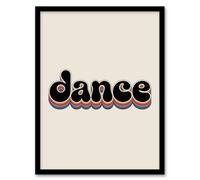 Artery8 Dance Funky Rainbow Retro Font Typography Word Framed Wall Art Print 12X16"