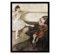 Artery8 Dance Lesson with Violinist Wall Art Print Framed Poster 12x16 inch Artwork By Edgar Degas : Refined Ballet Themed Artwork Creating Warmth And Charm In A Living Room Or Dance Studio