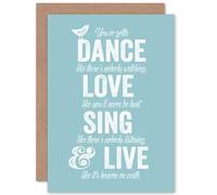 Artery8 Dance Love Sing Live Blue Greetings Card Artery8 Blue