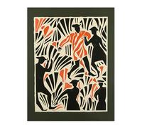 Artery8 Dancing Folk Bold Red Black Linograph Design Living Room Extra Large XL Wall Art Poster Print