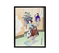 Artery8 Dancing Woman Japanese Performer Framed Canvas Wall Art Print Gekko | Size: W12" x H16" Artery8 Multicolor W12" x H16"