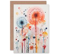 Artery8 Dandelion Abstract Wildflower Rain for Wife Her Birthday Greeting Card Artery8 Multicolor