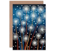Artery8 Dandelion and Fireflies Abstract Gond for Him or Her Man Woman Birthday Thank You Congratulations Blank Art Greeting Card