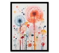 Artery8 Dandelion Seeds Fireworks Watercolour Painting Artwork Framed Wall Art Print 18X24 Inch
